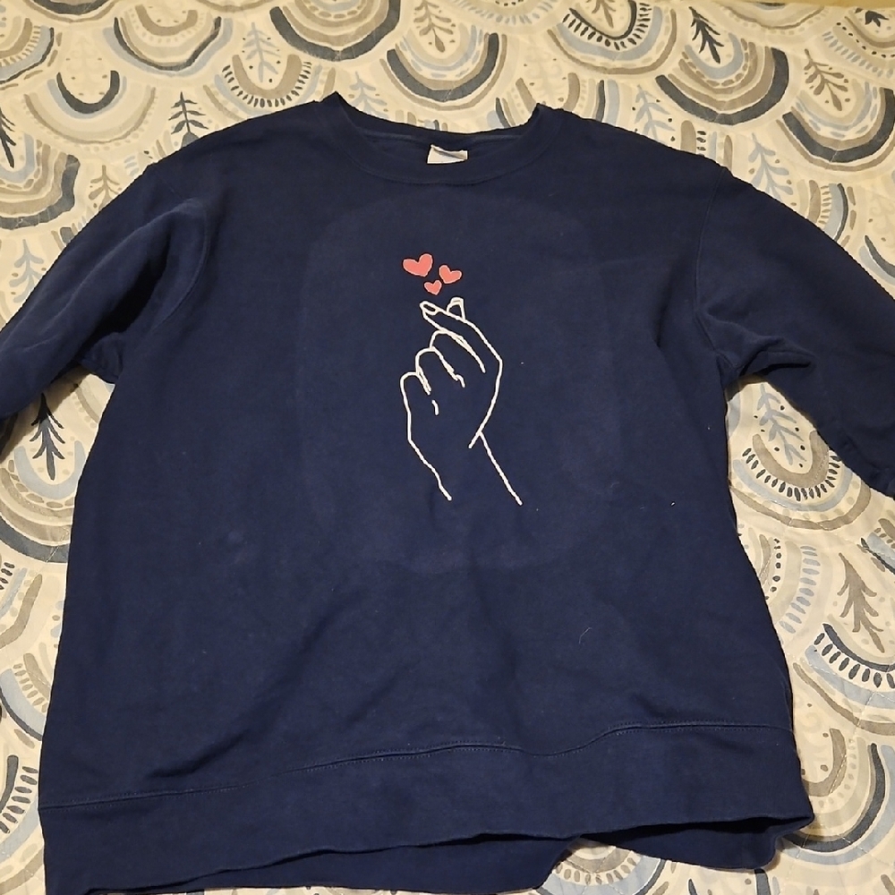 Navy Sweatshirt with Heart Design